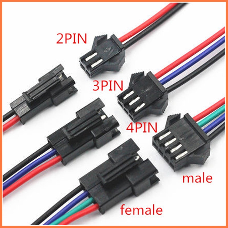 30 짝/몫 20 센치메터/개 40 cm/pair jst 2pin 3pin 4pin led 연결 와이어 암수 플러그 커넥터 터미널 케이블